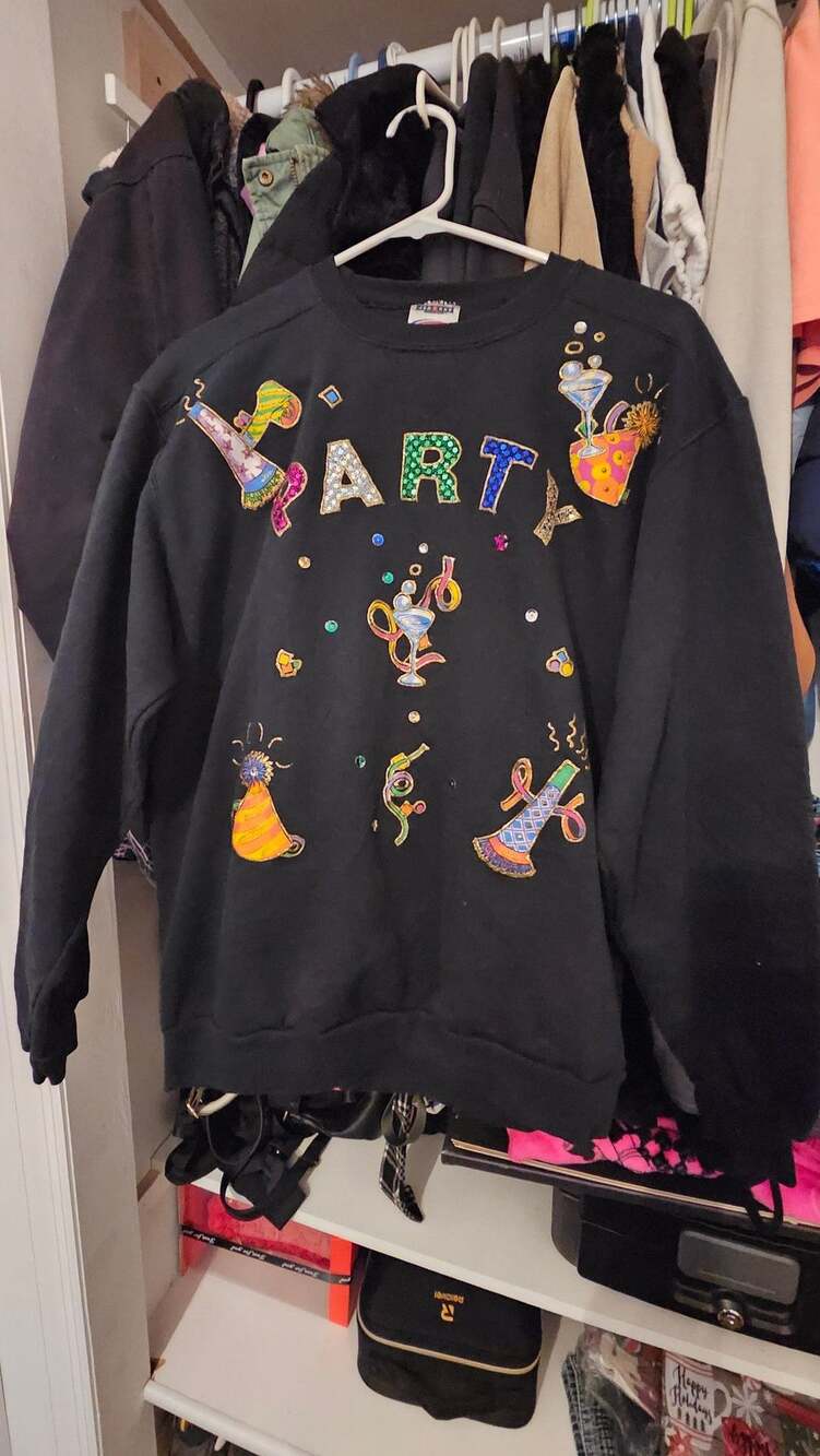 Jerzees Party Sequins Embellished Black Sweatshirt
